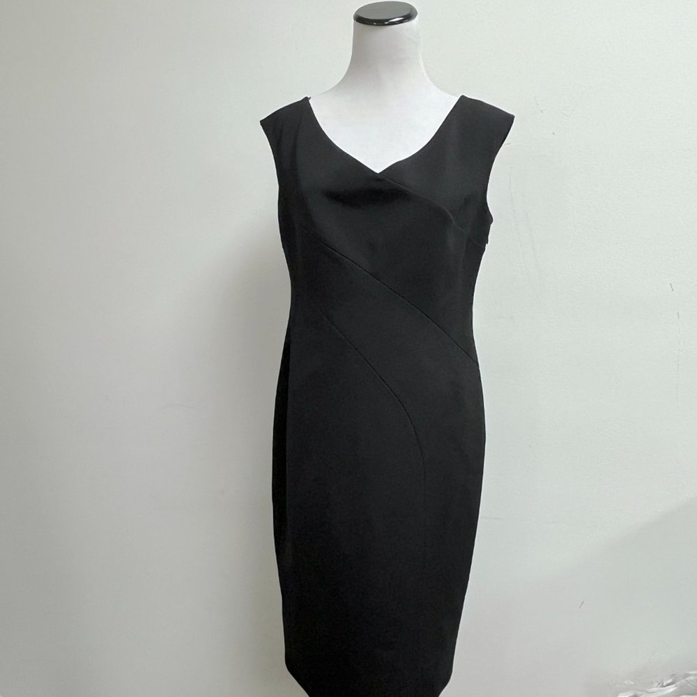 Lafayette 148 little black v neck dress sheath sleeveless v neck classic 10